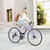 NAYSAYE Bicycles 7 Speed Hybrid Bike Aluminum Frame Double Disc Brakes for City Adventures, Purple, 64.57"*25.19"*37.79" - 2 of 4