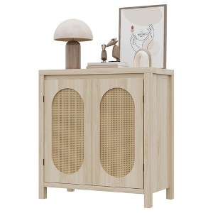 Rattan Storage Cabinet Modern Sideboard Buffet Cabinet , Door, Boho Small Console Cabinet, Storage for Living Room and Dining Room - 1 of 4