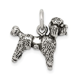 Black Bow Jewelry Sterling Silver 3D Antiqued Poodle Charm or Pendant - 1 of 4