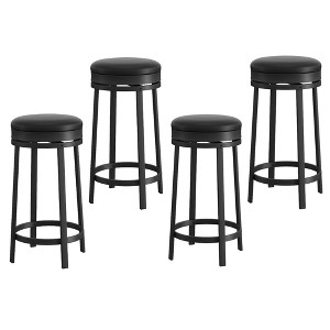 Swivel Bar Stools Set of 4, 24.4" Counter Height Bar Stools - 360° Smooth Swivel, Metal Frame with Footrest, Waterproof PU Leather - 1 of 4