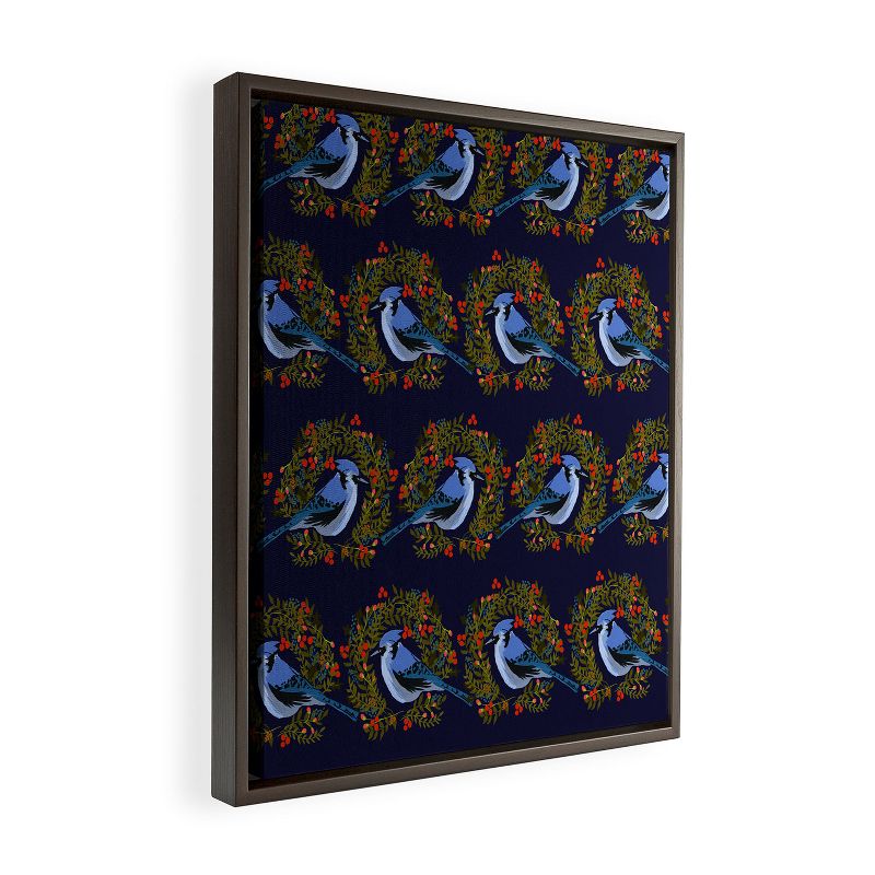 Joy Laforme Christmas Blue Jay Wreaths 8" x 10" Walnut Framed Art Canvas - Society6, 2 of 5