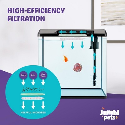 5 Gallon Black Glass Desktop Aquarium Kit with LED Lighting