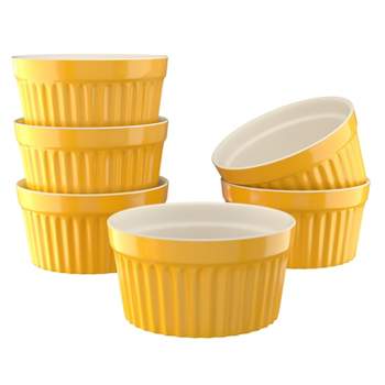 Kook Porcelain Ramekins, 8 oz, Set of 6, Yellow