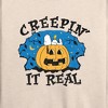 Women's - Peanuts - Creepin It Real Halloween Lightweight French Terry Wide Neck Long Sleeve Shirt - 2 of 4