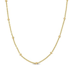 EVERLY JEWELRY | 10K Yellow Gold 1.7mm bead station cable chain Necklace, 16-inch - 1 of 4