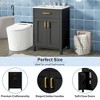 ALEXOUN 24" Black Bathroom Vanity Combo with Ceramic Sink,Bathroom Vanity with Flip Drawer and Cabinet & Golden Handles,for Apartments, Small Spaces - 4 of 4