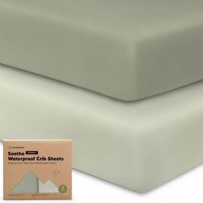 Image of KeaBabies 2pk Soothe Waterproof Fitted Crib Sheets for Girl, Boy, 52x28 100% Organic Soft Cotton Crib Mattress Protector Sheet (Lichen)