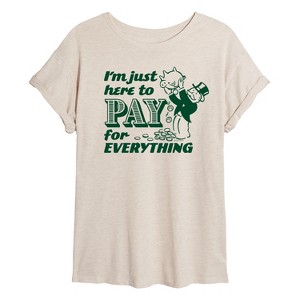 Women's - Monopoly - I'm Just Here To Pay Oversized Graphic T-Shirt - 1 of 4
