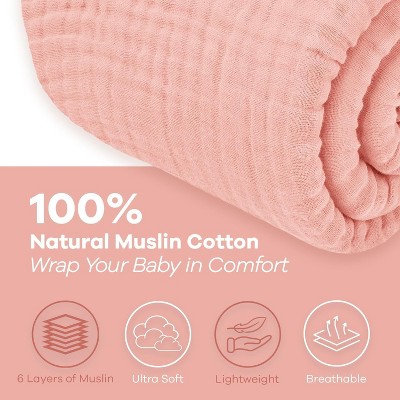 Lace Pink Cotton Muslin Throw Blanket, 50" x 60"