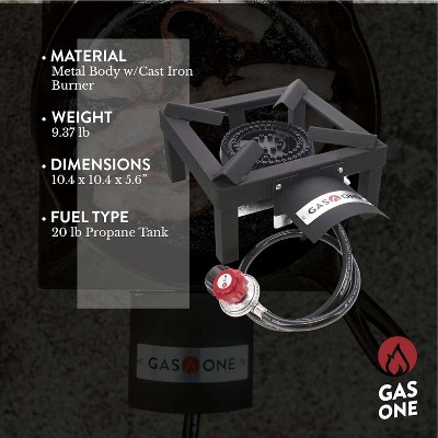 GasOne High Pressure Single Propane Burner - Outdoor Cooking with Heat Shield and Guard for Camping, Tailgating, Seafood Boil, Home Brewing