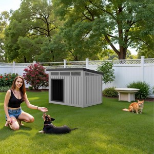 Kumasinova 32"/43" Easy-Assemble Dog Crate with Weatherproof Roof,Spacious Small/Medium Dog Crate Interior with Open-Top,Dog Kennel Indoor Furniture - 1 of 4