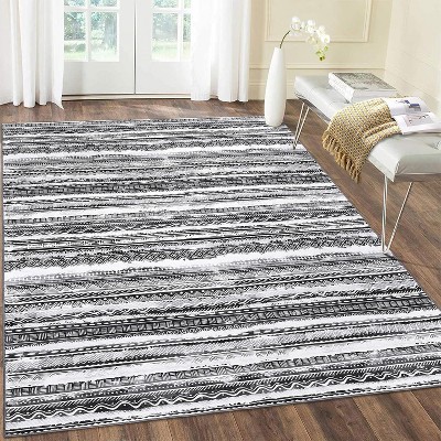 Modern Geometric Area Rug, Machine Washable, Ultra Soft Accent, Stain Resistant, Indoor Floor Cover