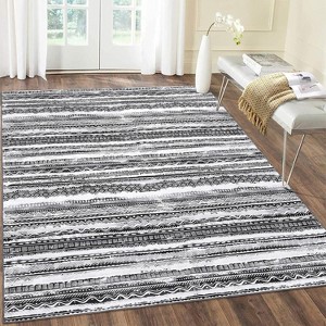 Modern Geometric Area Rug, Machine Washable, Ultra Soft Accent, Stain Resistant, Indoor Floor Cover - 1 of 4
