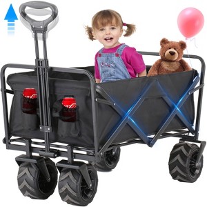 Collapsible Foldable Wagon Cart, 350lbs Large Capacity Folding Wagon Cart with All-Terrain Wheels - 1 of 4
