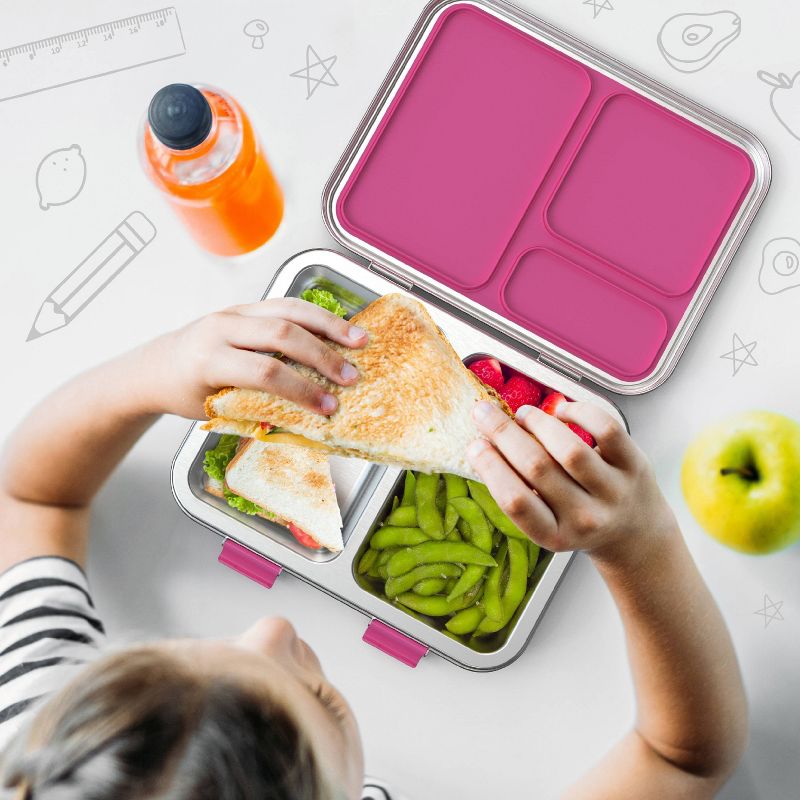 Bentgo Kids' Stainless Steel Leakproof 3 Compartments Bento-Style Lunch Box, 3 of 12