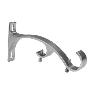 Lumi Home Furnishings 4pk 6.7" Steel Double Curtain Rod Bracket Brushed Nickel - 1 of 4