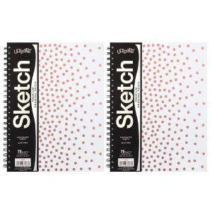 UCreate® Fashion Poly Sketch Book, 9" x 12", 75 Sheets, Rose Gold Dots Design, Pack of 2 - 1 of 4