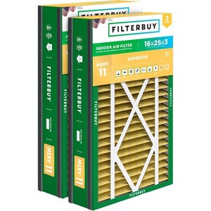 Filterbuy 16x25x3 Air Filter (2-Pack), Pleated MERV 11 Allergen Defense Replacement HVAC AC Furnace Filters for Trion  Bear, Lennox X0581, & More - 1 of 4