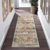 Living Room Rug, 2'x6' Washable Vintage Rug, Stain-Resistant with Non-Slip Backing, Soft and Ideal for Nursery or Apartment, Brown - 2 of 4