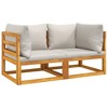 vidaXL Corner Sofa Light grey Solid acacia wood, Polyester Medium - 2 of 4