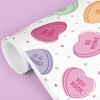 Big Dot of Happiness Valentine Hearts Wrapping Paper, Galentine's & Valentine's Day Gift Paper, Pastel Candy Heart Gift Wrap, 24 in x 7 feet, 1 Roll - 4 of 4