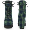 Perphy Women's Platform Lace Up Chunky Heel Plaid Printed Ankle Boots - 2 of 3