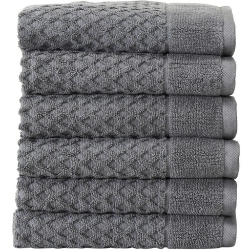 Great Bay Home Cotton Diamond Textured Quick-Dry Towel Set (Hand Towel  (6-Pack), Copper)