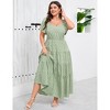 Clearlove Women's Plus Size Summer Dresses Sweetheart Neck Ruffle Short Sleeve Casual Boho Floral Pleated Long Dress. - 4 of 4