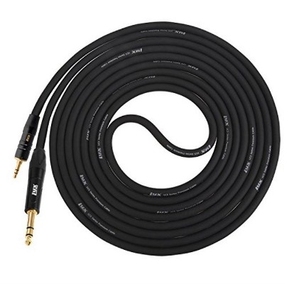 LyxPro 10 Ft. 1/8" TRS Male to 1/4" TRS Male Balanced Microphone Cable