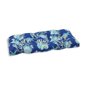 Daytrip Pacific Outdoor Wicker Loveseat Cushion Blue - Pillow Perfect - 1 of 3