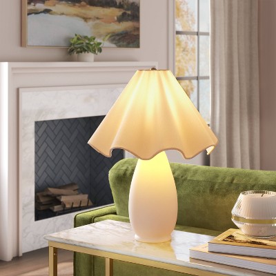 Wavy Shade Collection with Ceramic Base Table Lamp