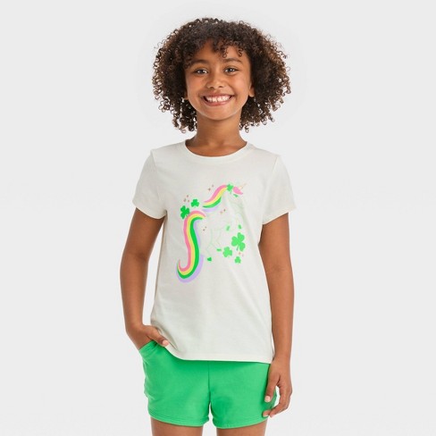 Girls' St. Patrick's Day Short Sleeve 'unicorn' Graphic T-shirt - Cat &  Jack™ Cream Xxl Plus : Target