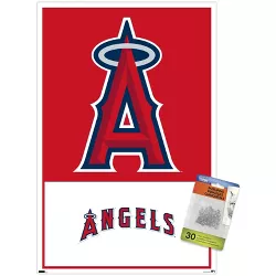Trends International MLB Los Angeles Angels - Logo 22 Unframed Wall Poster Print Clear Push Pins Bundle 14.725" x 22.375"