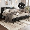 coucheta Bed Frame with PU Faux Leather,Headboard with Charging Station,Platform Bed Frame with Storage,Noise-Free,No Box Spring Needed,Easy Assembly - 3 of 4