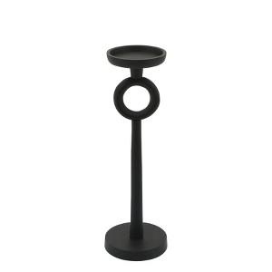 Black Metal Pillar Candle Holder - 13 Inch Tall Modern Iron Taper Candle Stand for Home & Office Decor - 1 of 4