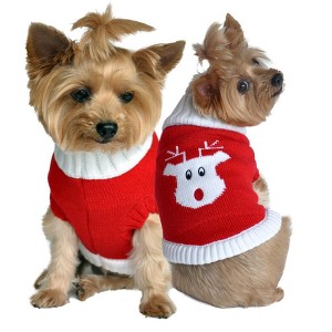 Doggie Design Combed Cotton Rudolph Holiday Dog Sweater- Red - 1 of 1