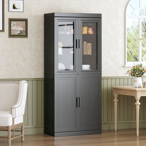 PexFix 72"x31"x16" Wood Kitchen Storage Pantry Cabinet with Adjustable Shelves in Black - image 1 of 4