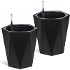 Tall Planters Set of 2, Self Watering Plant Pots with Water Level Monitor, Outdoor Planters with Wheels, Indoor Flower Pots - 2 of 4