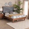 Baxton Studio King Bryn Fabric and Wood Platform Bed Gray/Walnut Brown: No Box Spring, Tufted Headboard - 2 of 4