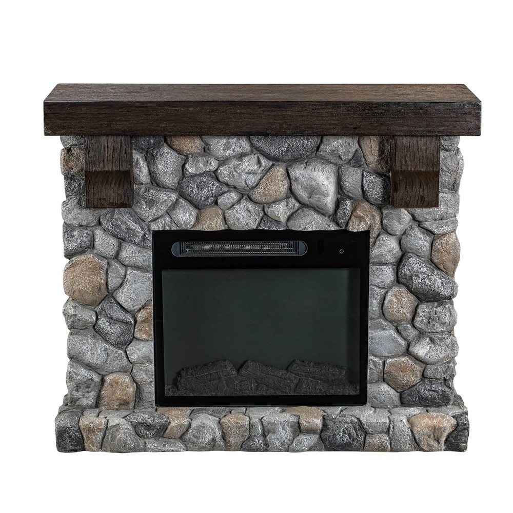 Photos - Electric Fireplace 44" Freestanding  Gray - Home Essentials