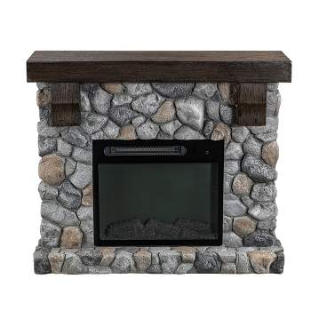 44" Freestanding Electric Fireplace Gray - Home Essentials