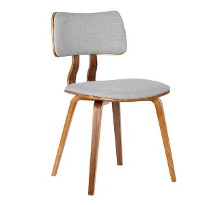 FurniFact,Mid-Century Walnut Dining Chair with Gray Fabric and Butterfly Design - 1 of 4