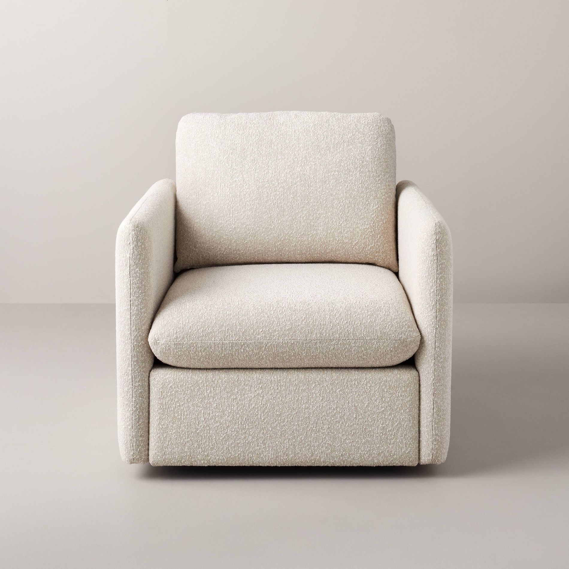 Boucle Upholstered Swivel Arm Chair - Cream - Hearth & Hand™ with Magnolia: Comfortable Accent Chair, Farmhouse Style, Rotating Base
