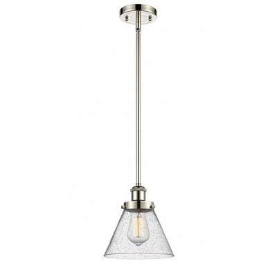 Cone - 1 Light Stem Hung Mini Pendant In Industrial Style-10 Inches Tall and 8 Inches Wide