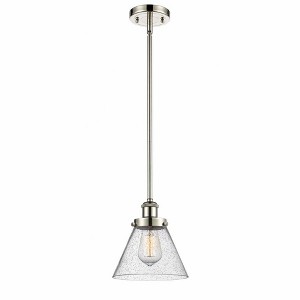 Cone - 1 Light Stem Hung Mini Pendant In Industrial Style-10 Inches Tall and 8 Inches Wide - 1 of 1