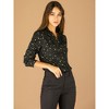 INSPIRE CHIC Women's Metallic Vintage Long Sleeve Gilding Shiny Dots Stars Top - 3 of 4