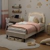 Twin Upholstered Smart LED Bed Frame with Adjustable Bear Headboard Velvet Princess Platform Bed Frame Wooden Slats Support No Box Spring Needed Easy - 4 of 4
