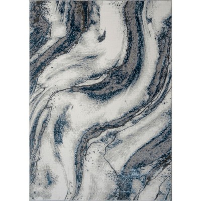 LunaLulinlk 60''x31.5'' Luxury Area Rug in Blue and Grey Abstract Design