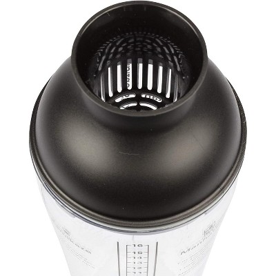 Kuissential Recipe Cocktail Shaker 16oz with Jigger, Strainer 6 Printed Mixed Drink Recipe Measurements on the Bottle