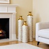 Angel Sar 3 Piece Gold-Neck Metal Vase Set, Tall Floor Vases with All-Over Floral Pattern, 33" 29" 24" H Home Decor for Living Room Entryway - 4 of 4